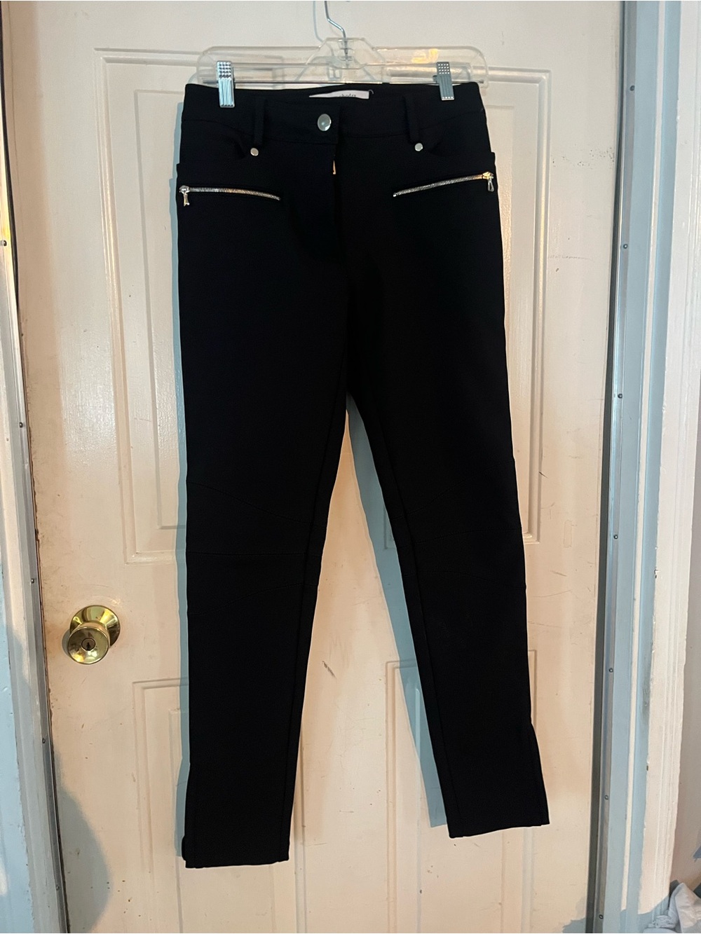 Black Slim Zip-Pocket Women's Pants